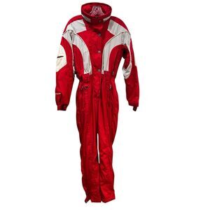 Spyder XT Women’s Ski Suit Snowsuit One Piece Red Belted Hooded Vintage Size 4